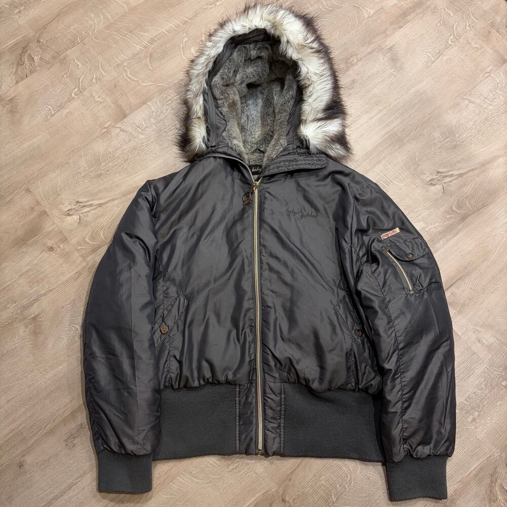 Vintage Y2K Baby Phat Faux Fur Lined Hooded Bomber Jacket Women's 3X Brown Zip